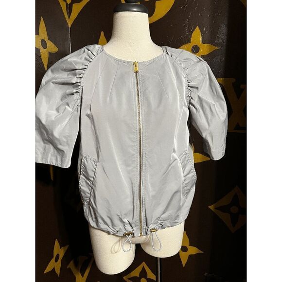 BCBGMAXAZRIA Puff Sleeve Silky Jacket Top Size Small - Picture 1 of 4